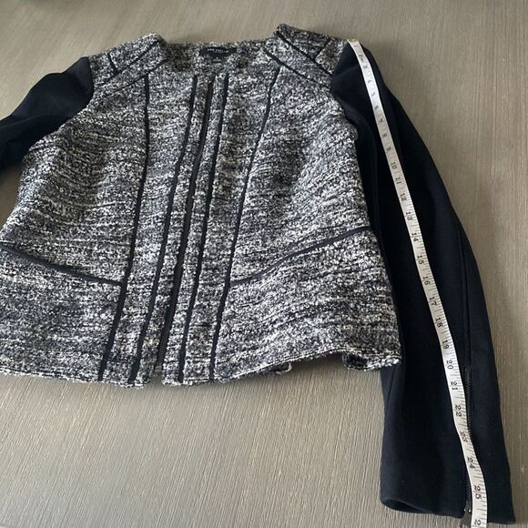 Ann Taylor Chic Black/Gray Wool Blend Tweed Jacket Blazer Career Women’s Size 6 - Picture 7 of 14